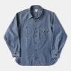 Best Lot 208 1930s Point Collar Work Shirt - Gray Blue Long Sleeve Shirts | Shirts