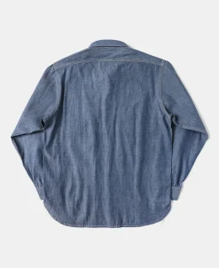 Best Lot 208 1930s Point Collar Work Shirt - Gray Blue Long Sleeve Shirts | Shirts