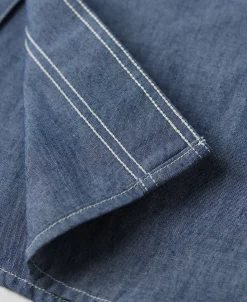 Best Lot 208 1930s Point Collar Work Shirt - Gray Blue Long Sleeve Shirts | Shirts