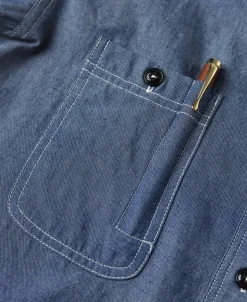 Best Lot 208 1930s Point Collar Work Shirt - Gray Blue Long Sleeve Shirts | Shirts