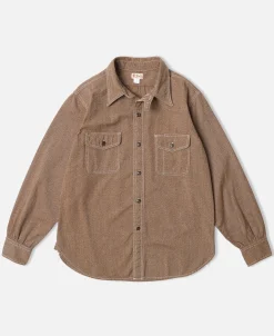 Best Lot 217 1940s Pointed Collar Salt & Pepper Shirt - Chestnut Brown Long Sleeve Shirts | Shirts
