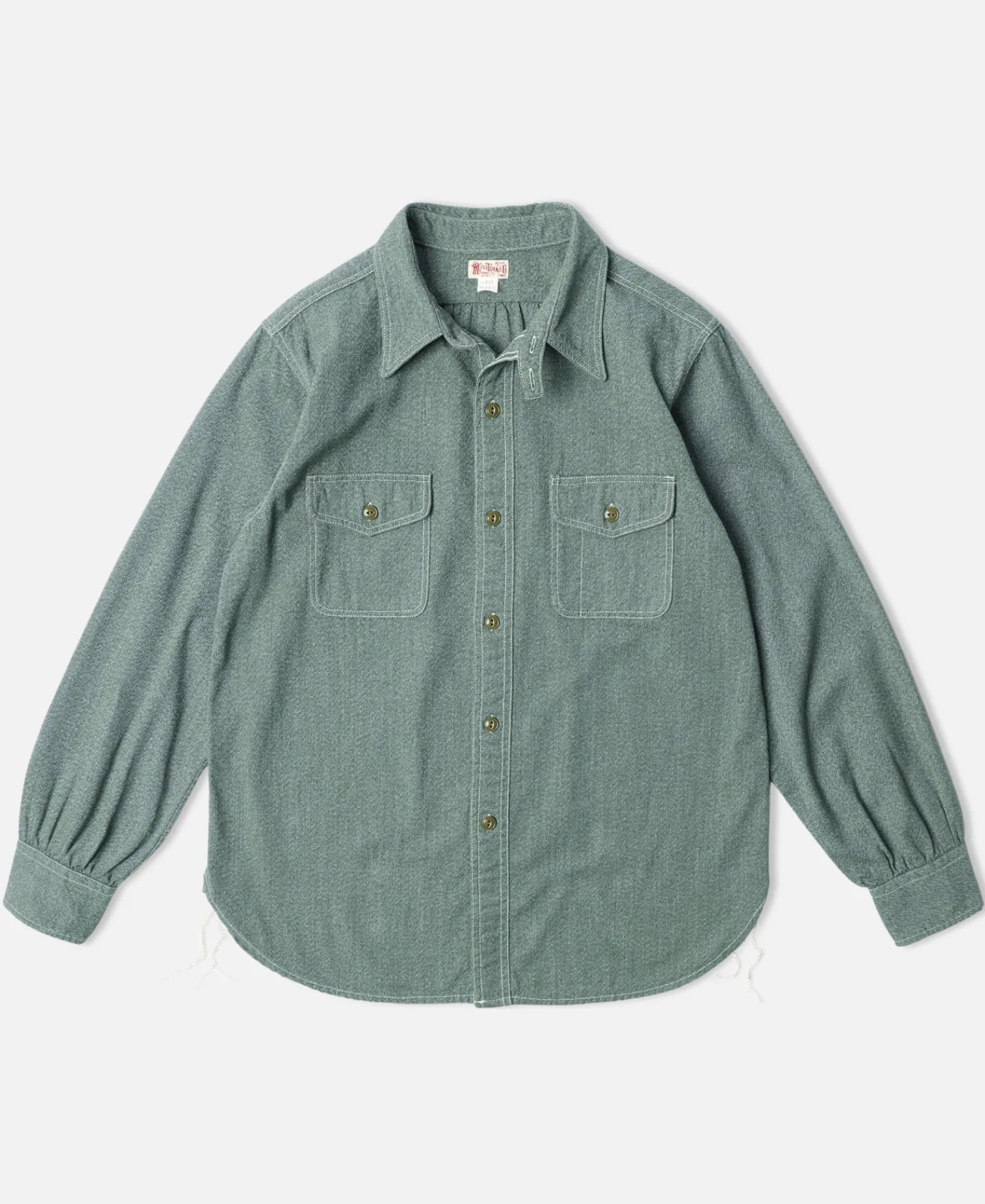 Hot Lot 217 1940s Pointed Collar Salt & Pepper Shirt - Sage Green Long Sleeve Shirts | Shirts