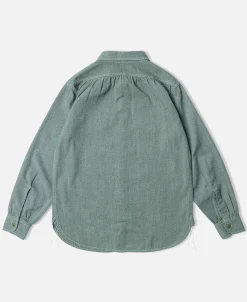 Hot Lot 217 1940s Pointed Collar Salt & Pepper Shirt - Sage Green Long Sleeve Shirts | Shirts