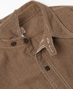 Best Lot 217 1940s Pointed Collar Salt & Pepper Shirt - Chestnut Brown Long Sleeve Shirts | Shirts