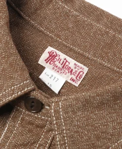 Best Lot 217 1940s Pointed Collar Salt & Pepper Shirt - Chestnut Brown Long Sleeve Shirts | Shirts
