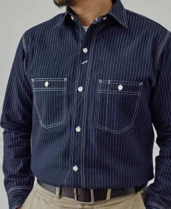 Discount Lot 210 1930s Wabash Striped Work Shirt Long Sleeve Shirts | Shirts