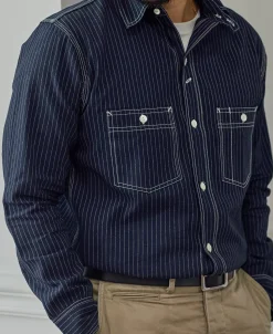 Discount Lot 210 1930s Wabash Striped Work Shirt Long Sleeve Shirts | Shirts