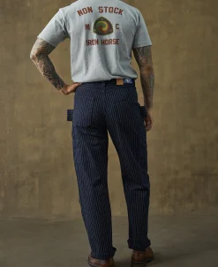 Discount Lot DW2213 Selvedge Striped Biker Trousers Pants&trousers