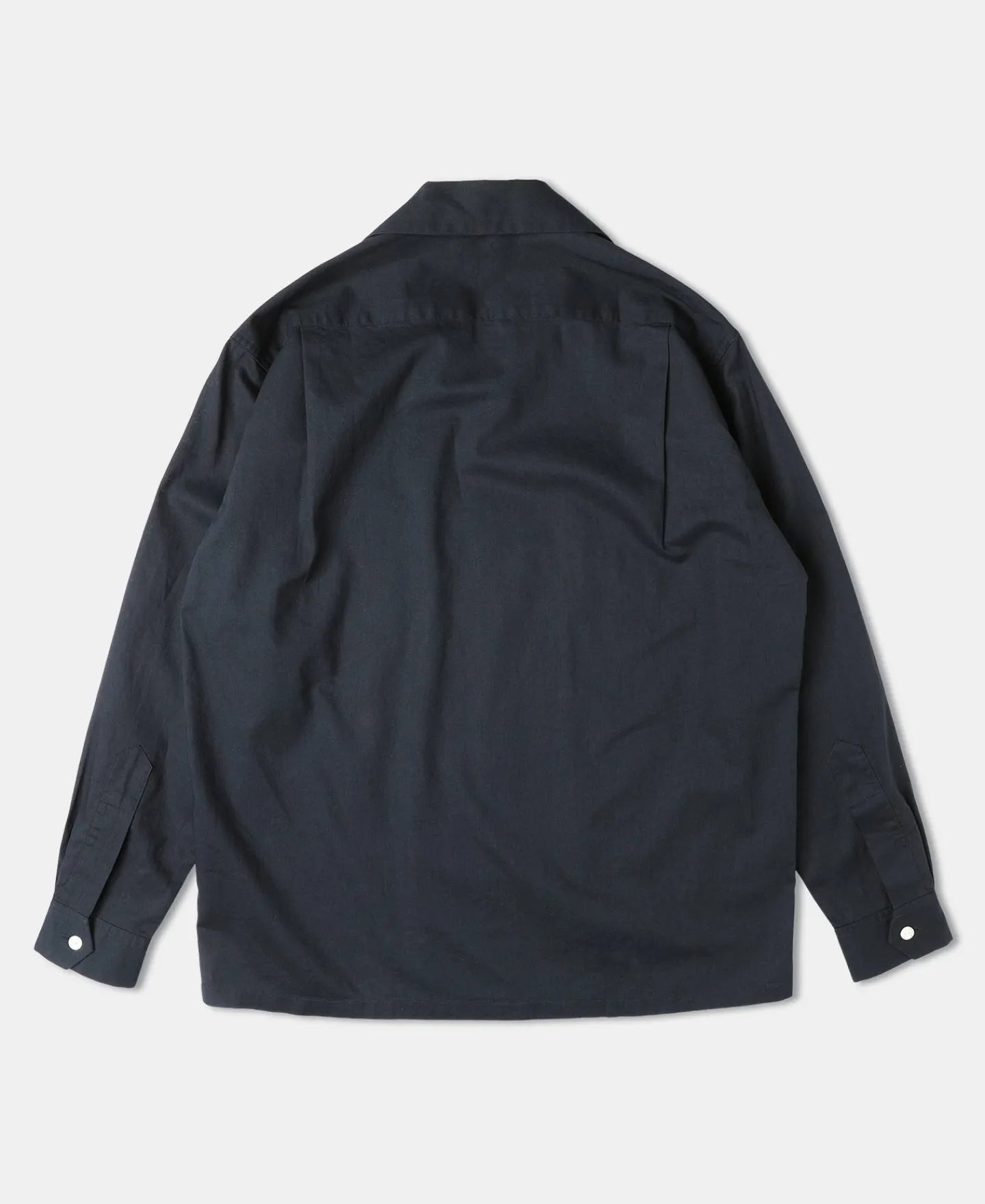 Hot Lot 220L 1940s Linen-Cotton Open Collar Shirt - Navy Long Sleeve Shirts | Shirts