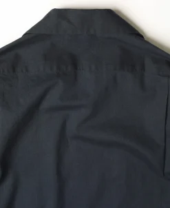Hot Lot 220L 1940s Linen-Cotton Open Collar Shirt - Navy Long Sleeve Shirts | Shirts