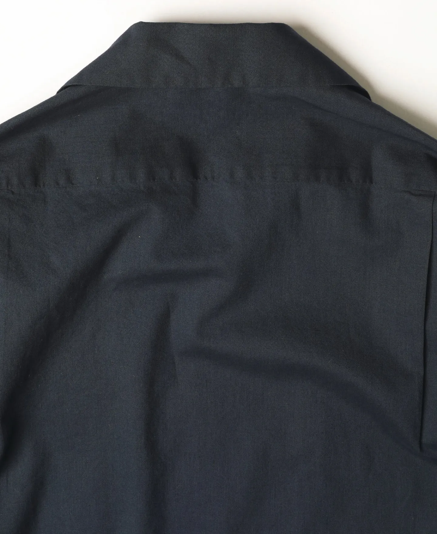 Hot Lot 220L 1940s Linen-Cotton Open Collar Shirt - Navy Long Sleeve Shirts | Shirts