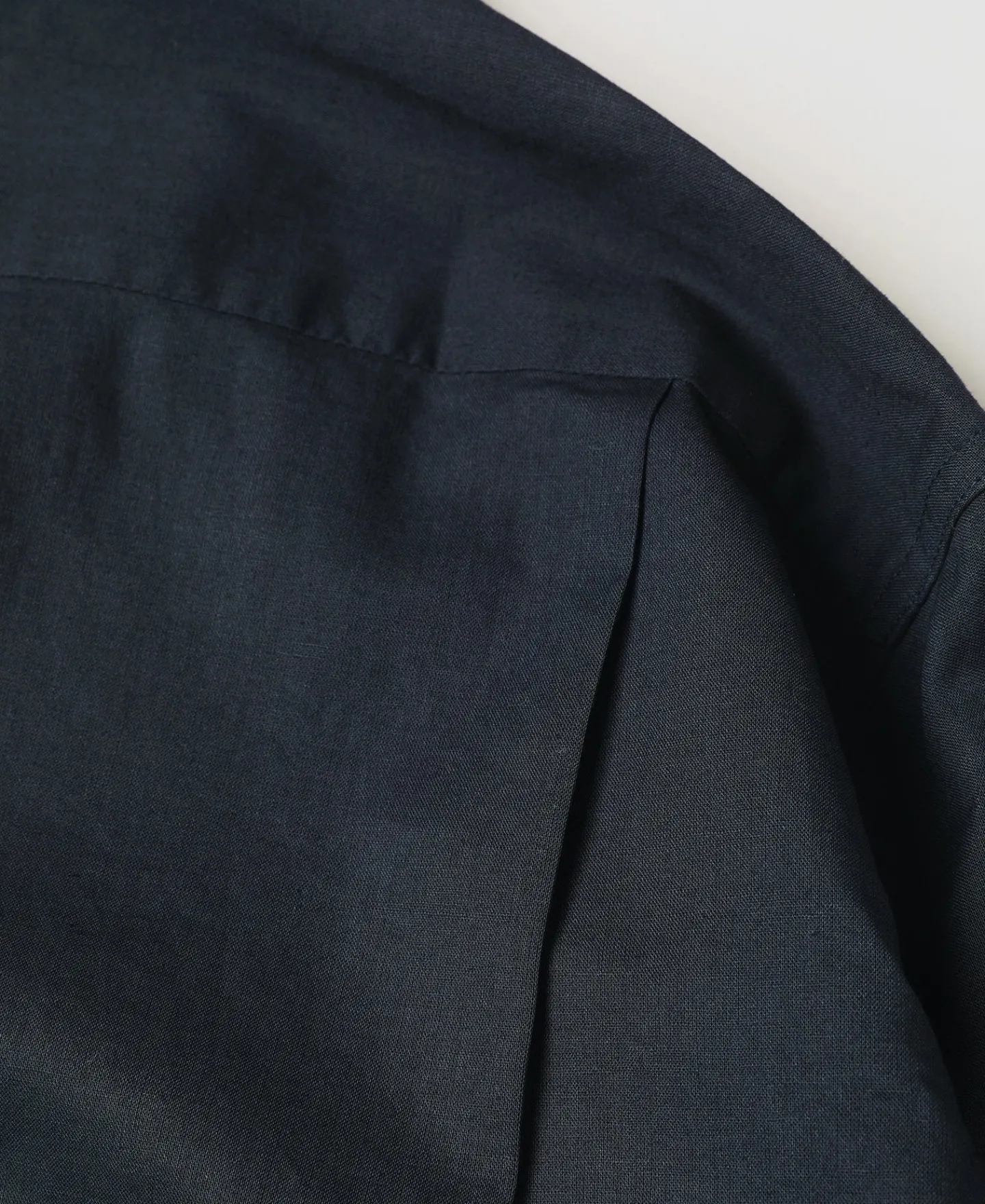 Hot Lot 220L 1940s Linen-Cotton Open Collar Shirt - Navy Long Sleeve Shirts | Shirts