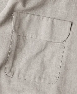 Clearance Lot 220L 1940s Linen-Cotton Open Collar Shirt - Khaki Gray Shirts | Long Sleeve T-Shirts