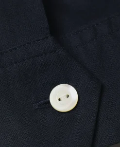 Hot Lot 220L 1940s Linen-Cotton Open Collar Shirt - Navy Long Sleeve Shirts | Shirts