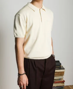 Online Lot 910S Knit Polo Shirt - Ivory Short Sleeve T-Shirts | T-shirts