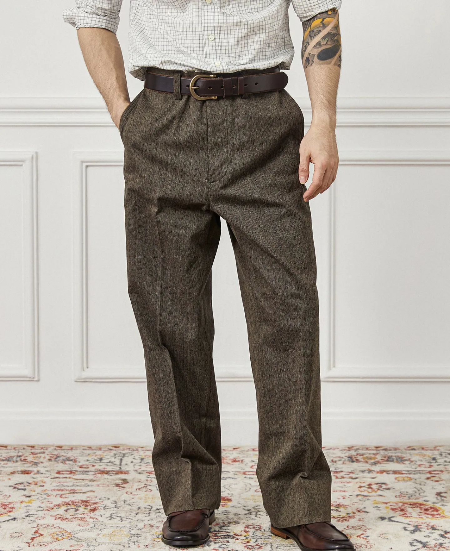 Hot Lot 826W 1940s Mix Herringbone Work Trousers Pants&trousers