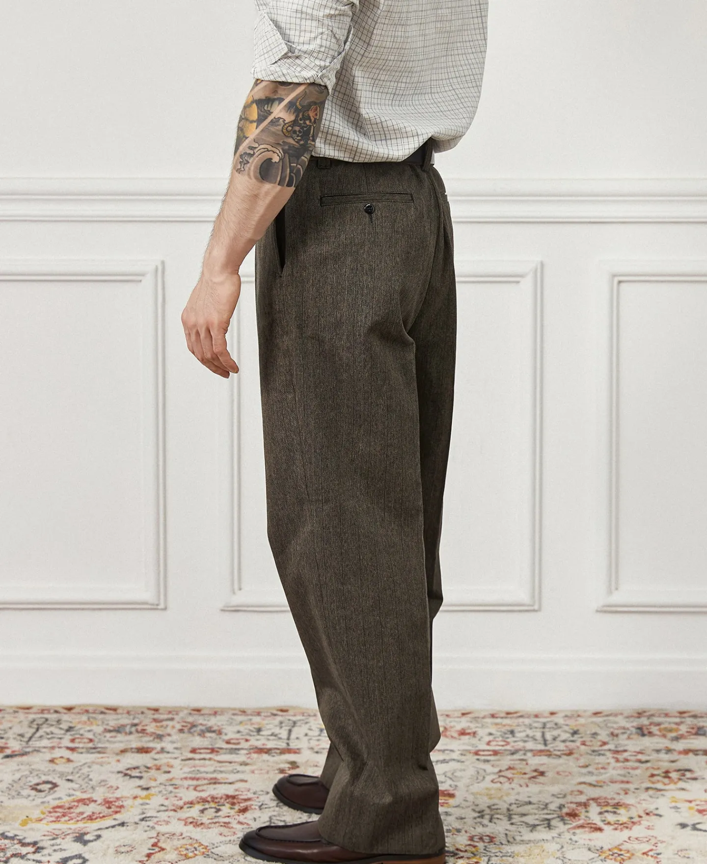 Hot Lot 826W 1940s Mix Herringbone Work Trousers Pants&trousers