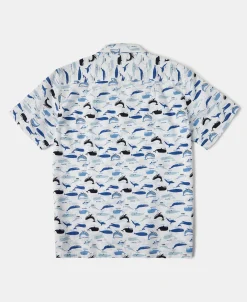 Sale Marine Life Printed Seersucker Short Sleeve Camp Shirt - White Short Sleeve Shirts | Shirts