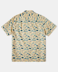 Outlet Marine Life Printed Seersucker Short Sleeve Camp Shirt - Light Yellow Short Sleeve Shirts | Shirts