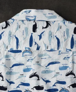 Sale Marine Life Printed Seersucker Short Sleeve Camp Shirt - White Short Sleeve Shirts | Shirts