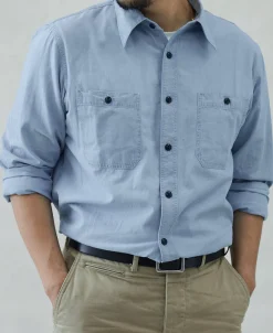 Hot Military Wash Chambray Workshirt Long Sleeve Shirts | Shirts