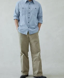Hot Military Wash Chambray Workshirt Long Sleeve Shirts | Shirts