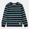 Discount Multi-Stripe Long Sleeve T-Shirt - Navy/Green Long Sleeve T-Shirts | T-shirts