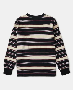 Clearance Multi-Stripe Long Sleeve T-Shirt - Beige/Black Long Sleeve T-Shirts | T-shirts