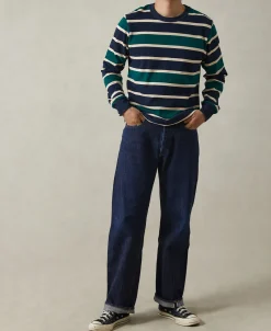 Discount Multi-Stripe Long Sleeve T-Shirt - Navy/Green Long Sleeve T-Shirts | T-shirts