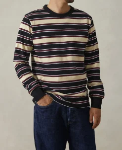 Clearance Multi-Stripe Long Sleeve T-Shirt - Beige/Black Long Sleeve T-Shirts | T-shirts