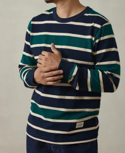 Discount Multi-Stripe Long Sleeve T-Shirt - Navy/Green Long Sleeve T-Shirts | T-shirts