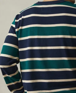 Discount Multi-Stripe Long Sleeve T-Shirt - Navy/Green Long Sleeve T-Shirts | T-shirts