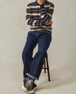 Clearance Multi-Stripe Long Sleeve T-Shirt - Beige/Black Long Sleeve T-Shirts | T-shirts