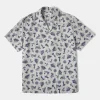 Best Nautical Printed Seersucker Short Sleeve Camp Shirt - Light Gray Short Sleeve Shirts | Shirts