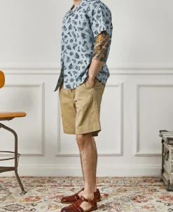 New Nautical Printed Seersucker Short Sleeve Camp Shirt - Light Blue Short Sleeve Shirts | Shirts