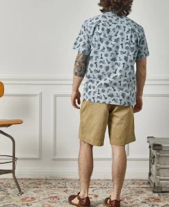 New Nautical Printed Seersucker Short Sleeve Camp Shirt - Light Blue Short Sleeve Shirts | Shirts