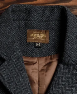 Fashion Navy Herringbone Tweed Lapel Vest Waistcoats