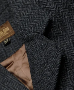 Fashion Navy Herringbone Tweed Lapel Vest Waistcoats