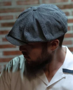 Hot Old Time Denim Stripe Newsboy Cap Hats&caps