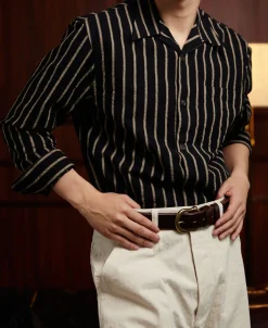 Best Open Collar Old Time Stripe Color Woven Shirt Long Sleeve Shirts | Shirts