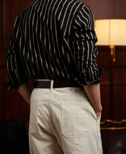 Best Open Collar Old Time Stripe Color Woven Shirt Long Sleeve Shirts | Shirts