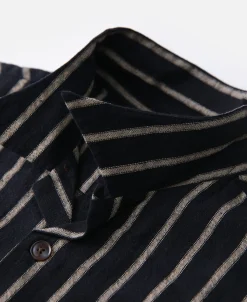 Best Open Collar Old Time Stripe Color Woven Shirt Long Sleeve Shirts | Shirts