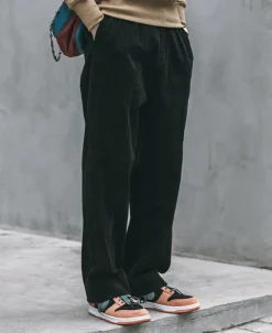 Outlet 12.5 oz 8 Wale Corduroy Trousers - Black Pants&trousers