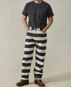 Hot 16 oz Canvas Wide Striped Biker Trousers Pants&trousers