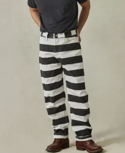 Hot 16 oz Canvas Wide Striped Biker Trousers Pants&trousers