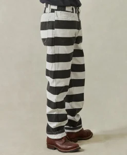 Hot 16 oz Canvas Wide Striped Biker Trousers Pants&trousers