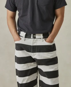 Hot 16 oz Canvas Wide Striped Biker Trousers Pants&trousers