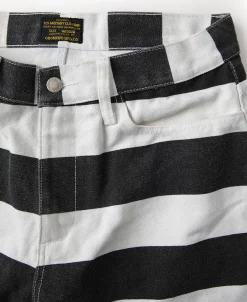Hot 16 oz Canvas Wide Striped Biker Trousers Pants&trousers