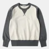 Sale 14 oz Contrast-Tipped Loopwheel Crewneck Sweatshirt - Gray/Apricot Sweatshirts&hoodies