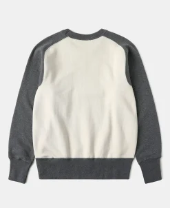Sale 14 oz Contrast-Tipped Loopwheel Crewneck Sweatshirt - Gray/Apricot Sweatshirts&hoodies
